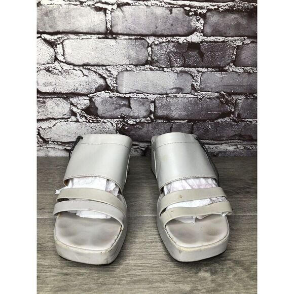 Bagnoli & Bonifacio Ivory Leather Strap Wedge Sandals Women Sz 40EU/9.5M US - Picture 1 of 16